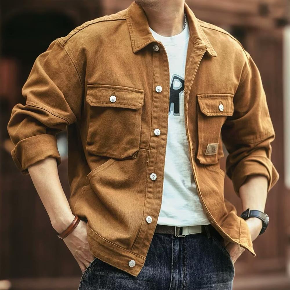 Hunting Outdoor Brand - Jaqueta Jeans Americana Retrô Masculina Solta