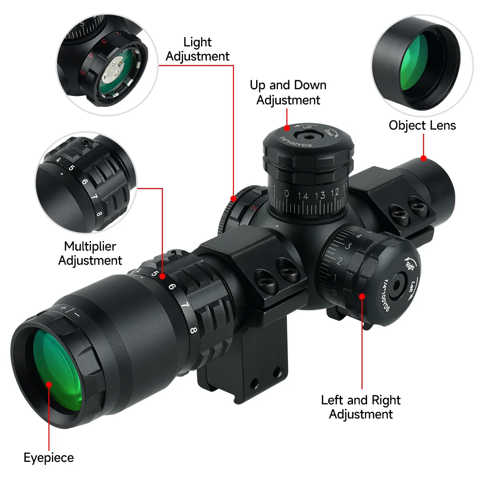 2-8x20ir caça rifle escopos ao - Crossbow Scope Sight avaliação e preço